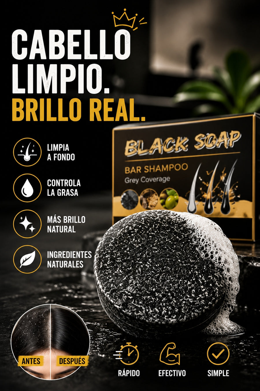 Y - BARRA DE SHAMPOO NEGRO ANTI CANAS